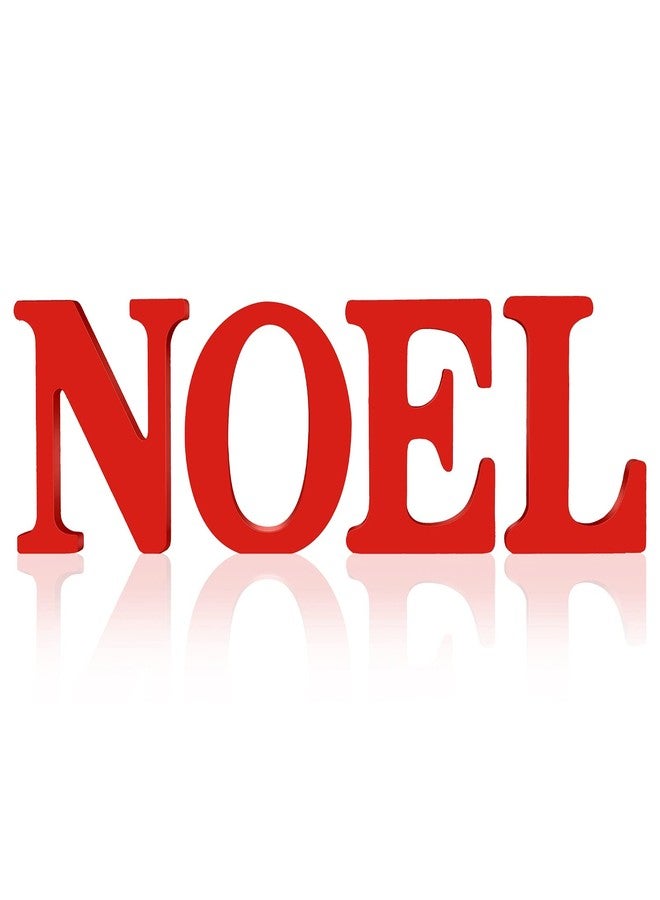 Quzzil Wooden Noel 4 Pieces Centerpiece Table Decoration Noel Wood Noel Rustic Christmas Decor Wooden Noel Decorative Display Sign Xmas Noel Table Decoration for Christmas Home Table Decoration - Image 1